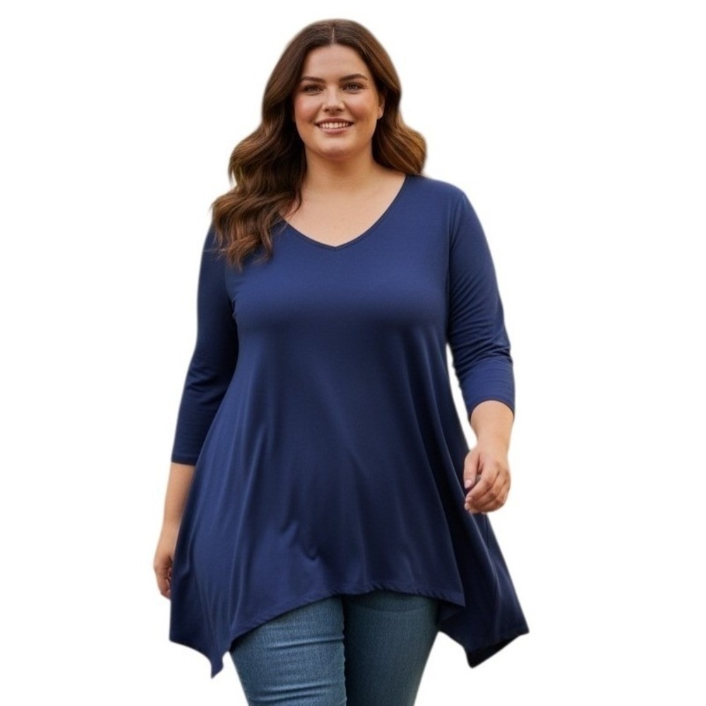 JM Collection Women's size XXL Asymmetrical Minimalist Staple Stretchy Knit Top